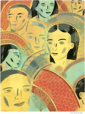 illustration of many different faces