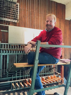 George Leggiero in the McGaffin Carillon bell tower