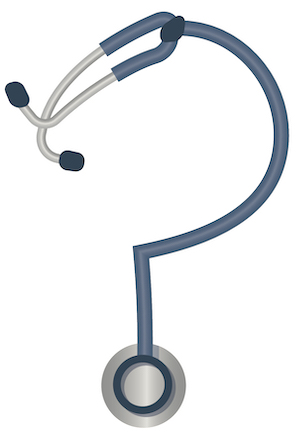 Stethoscope in the shape of a question mark