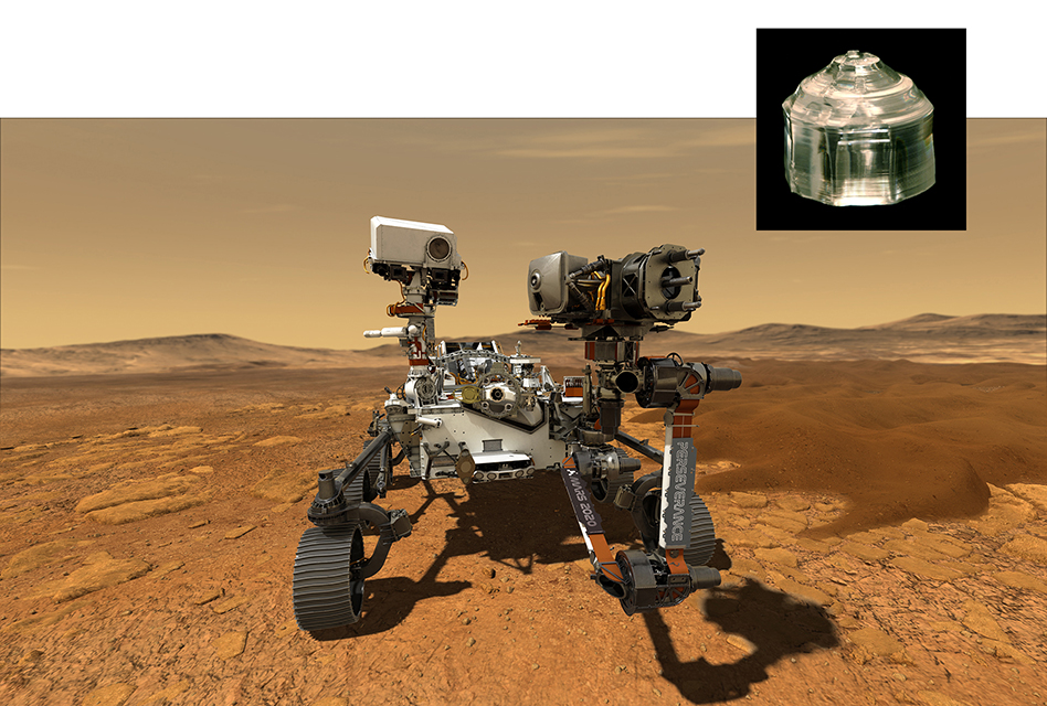 Illustration of the Perseverance rover on Mars