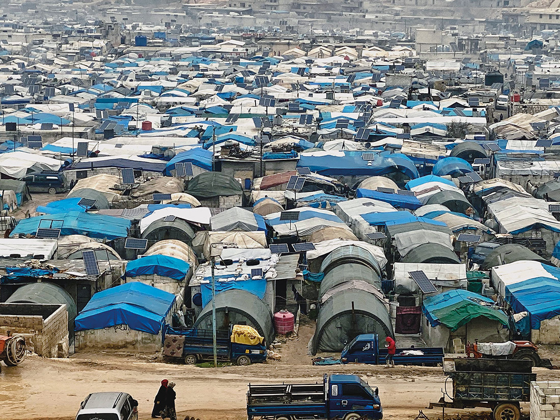 Hundreds of tents in a Syrian refugee camp.