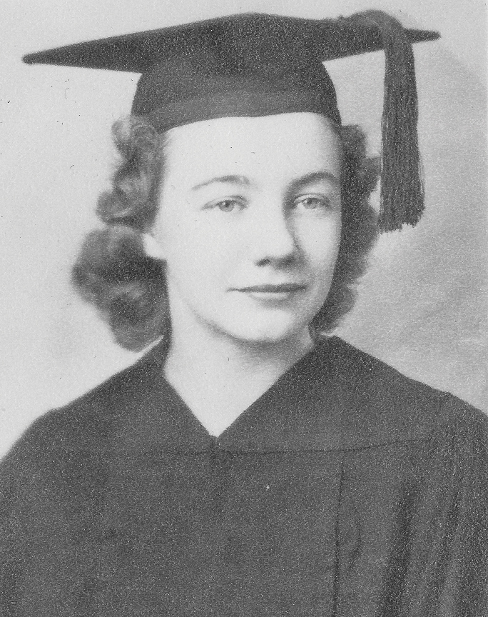 A black and white photograph of Laura Diehl Crowl