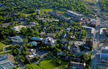 Aerial view of the CWRU campus.