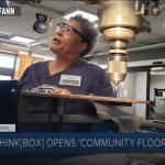 Kristy Fann watches a digital readout on a milling machine in Sears think[box]