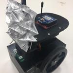 A robot prototype with an antenna on the top