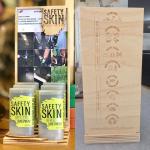 A display of the Safety Skin products