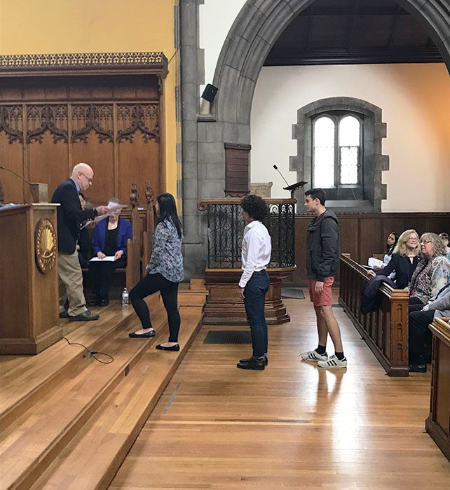 students going up to receive awards 2