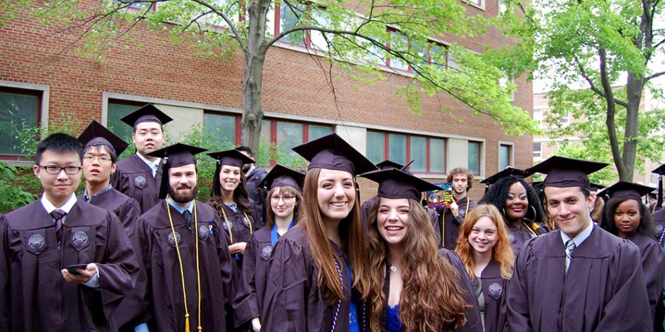 Case Western Reserve University Commencement 2017 graduating seniors lined up before the ceremony