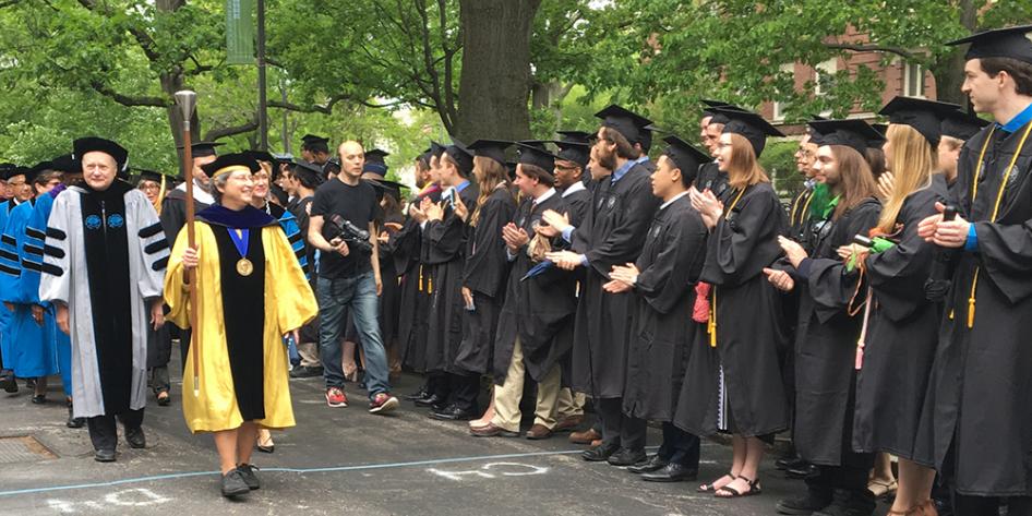 Case Western Reserve University Commencement 2017 Marshall Robin Dubin leading the platform party to the Veale Center for the ceremony