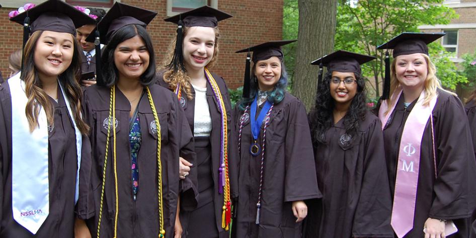 Case Western Reserve University Commencement 2017 graduating seniors lined up before ceremony; phi mu