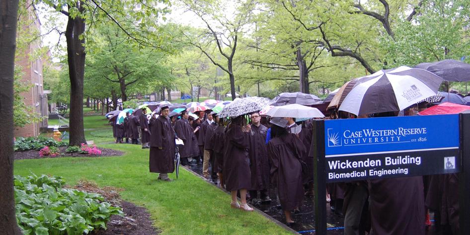 Case Western Reserve University  Est. 1826 students outside Wickenden Building Biomedical Engineering Commencement 2016 