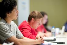 CWRU students listening in class