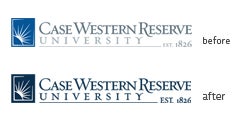 Pre- and post-2009 Case Western Reserve University logos