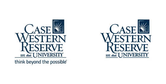 Case Western Reserve University stacked logos with and without taglines