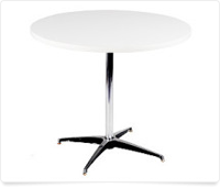tall, white, round table