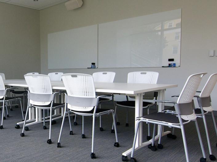 First Floor conference room shows white board, table and chairs