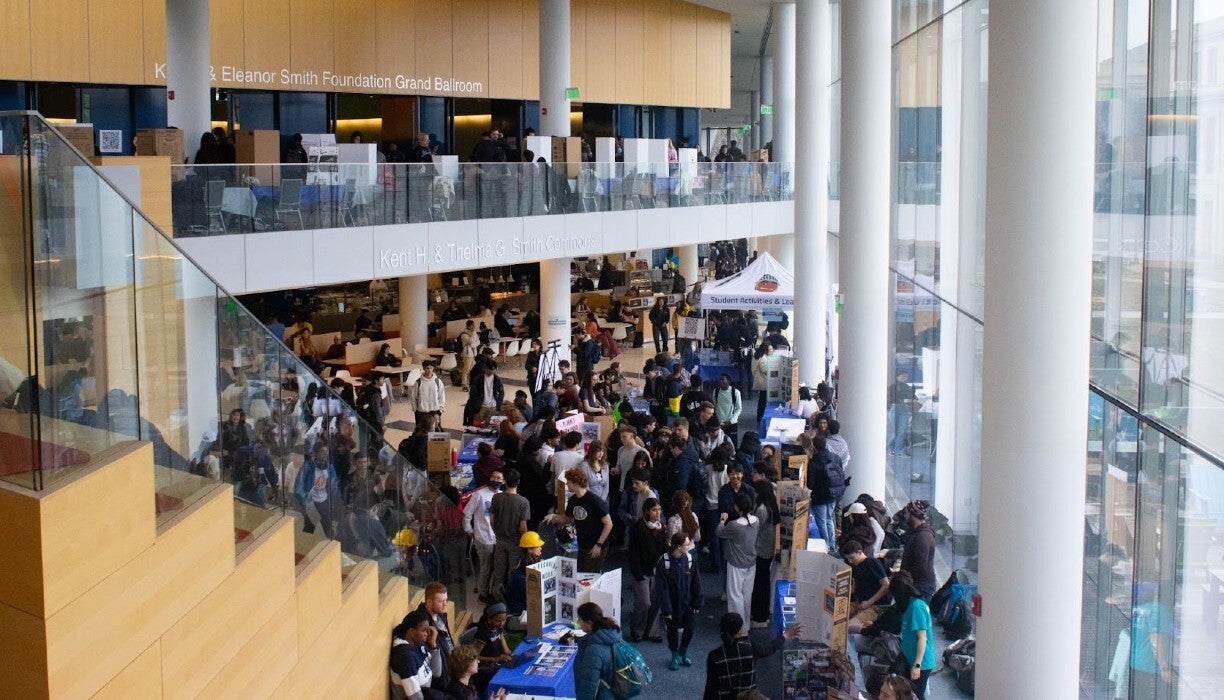 A large crowd of people gathered in the University Center