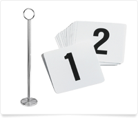 table number stand and numbers 1 and 2