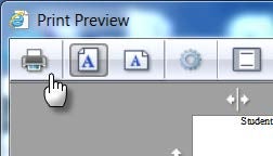 Mouse cursor hover over print option icon in top ribbon