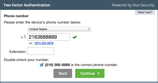 Enter your device phone number screen