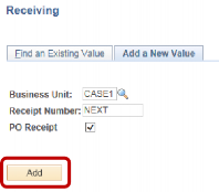 PeopleSoft Financials screen shot displaying 2 tabs, one labeled Find an Existing Value and the other labeled Add a New Value