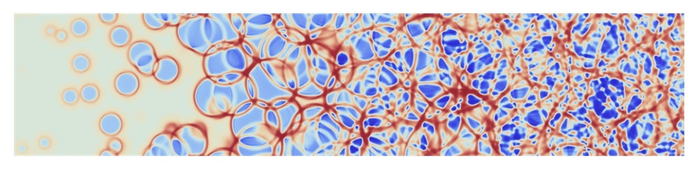 high-energy phase transition, nucleated bubbles growing, colliding and coalescing
