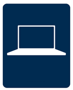 White Laptop icon with blue background