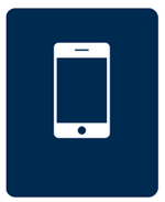 White telephone icon with blue background