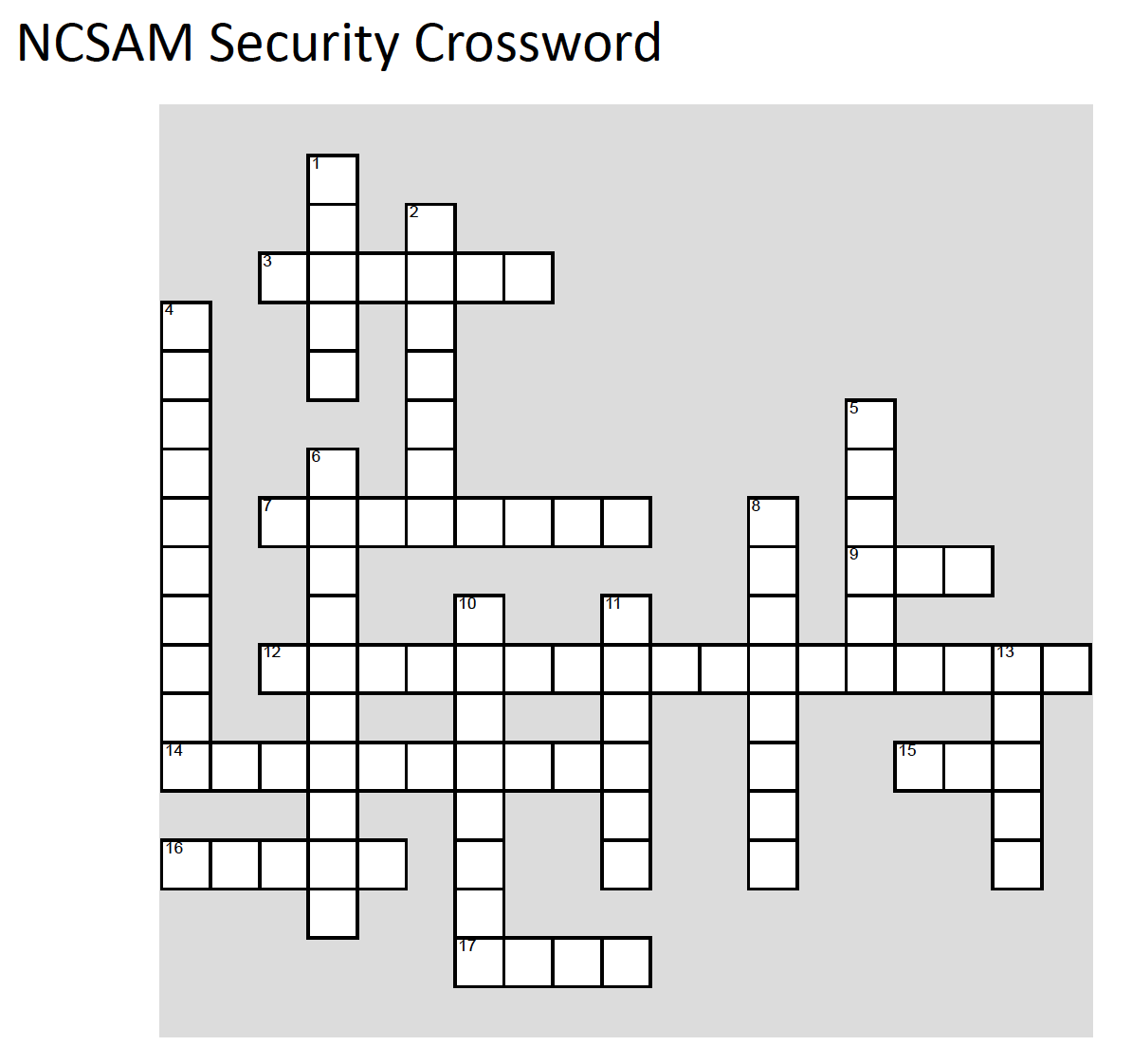 NCSAM Crossword Puzzle
