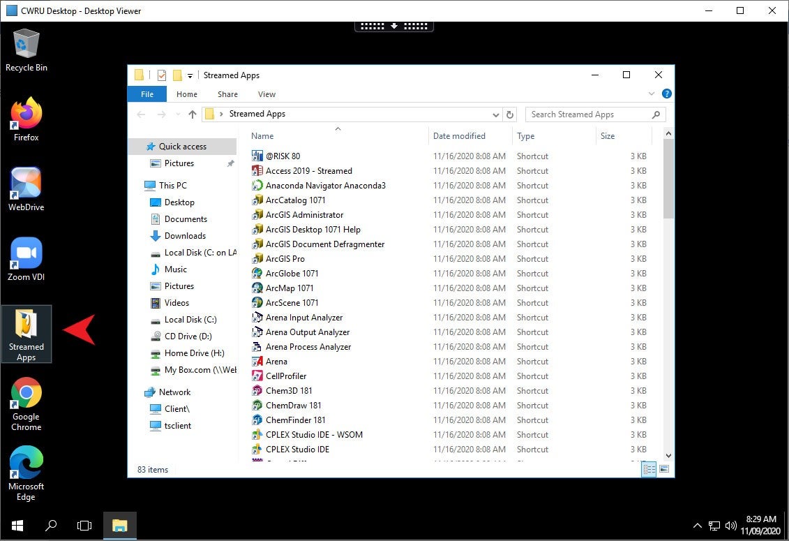 MyApps Virtual Windows Desktop Streaming Apps Folder List