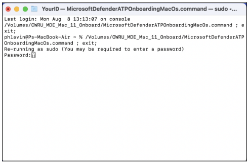 Mac OS script window prompting to enter password