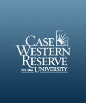 Case Western Reserve University logo on a blue background