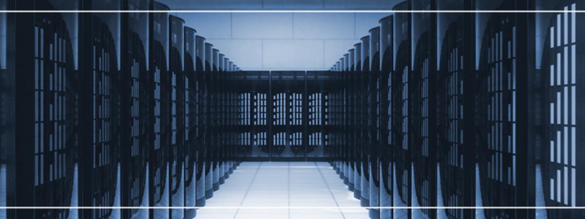 image of a server room shaded blue