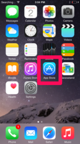 iPhone Home screen with App store highlighted