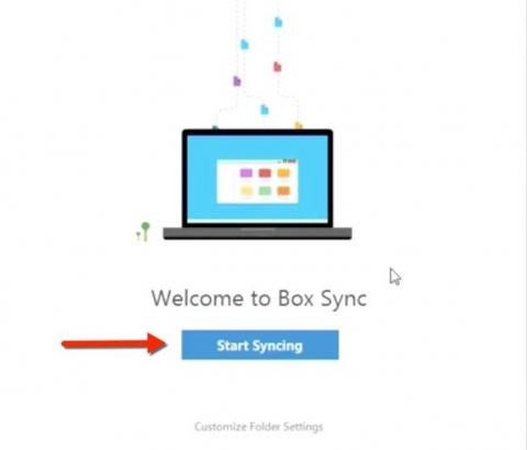 welcome to box sync screen with Start Syncing button highlighted