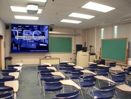 AW Smith 104 Classroom, empty room for TEC display