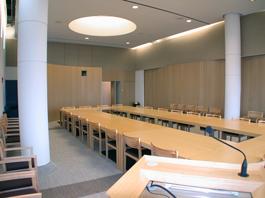 Sullivan Conference Room 1100 empty classroom for TEC display, alternate view