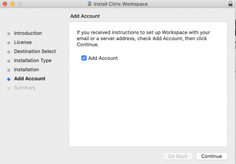 Citrix Workspace Mac Add Account Screen