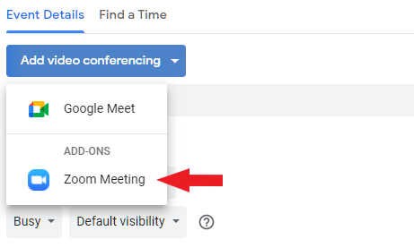 Highlighting the Add Video Conferencing function within Google Calendar appointments