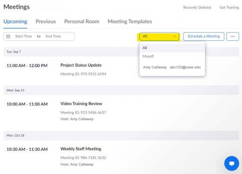 Zoom Assign Schedule Privilege To function to see meetings