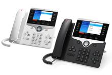 white and black Cisco IP Phone 8841 phones