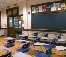 Bingham 204 Classroom, empty room for TEC display