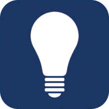 Lightbulb icon on a blue background