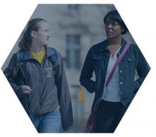 hexagonal image of two students
