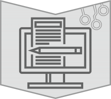 Computer monitor with a page of writing and pencil