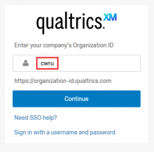 Qualtrics Organization ID text box with CWRU filled in