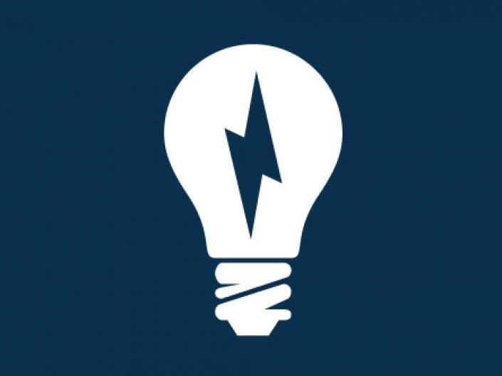 Lightbulb Icon on a background of Blue