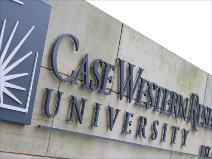 Cropped CWRU outdoor stone sign