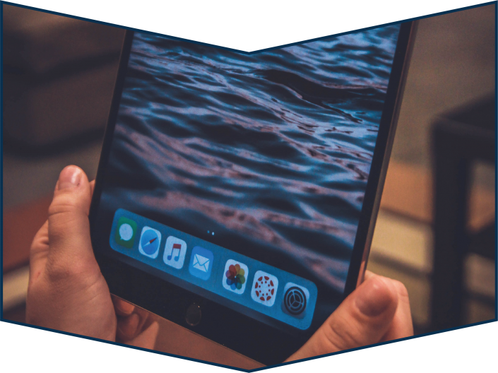 Someone holding an iPad