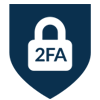 padlock in shield with 2FA text in blue